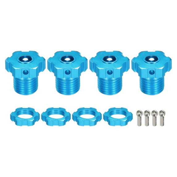 Metal 17mm Wheel Hex Hubs Nuts Drive Adapters Sky Blue with Pins for RC Car Upgrade Replacement Parts 4Pcs