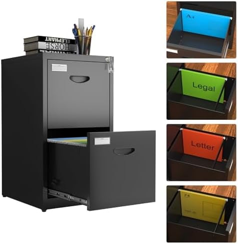 4-Drawer Locking Metal File Cabinet - Heavy Duty Vertical Storage For Letter, Legal, A4 & F4 Files