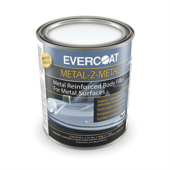 Fibre glass Evercoat METAL-2-METAL 100889 Aluminum Filled Body Repair Filler, 1 qt Can, Metallic Grey, Paste