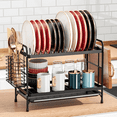 thumbnail image 1 of ​MAROAUO Dish Drying Rack 2-Tier Square with Utensil Holder and Drain Board, Sink Organizer, Kitchen Sink Dish Drainer, Black, 1pc, Standard Size​, 1 of 11