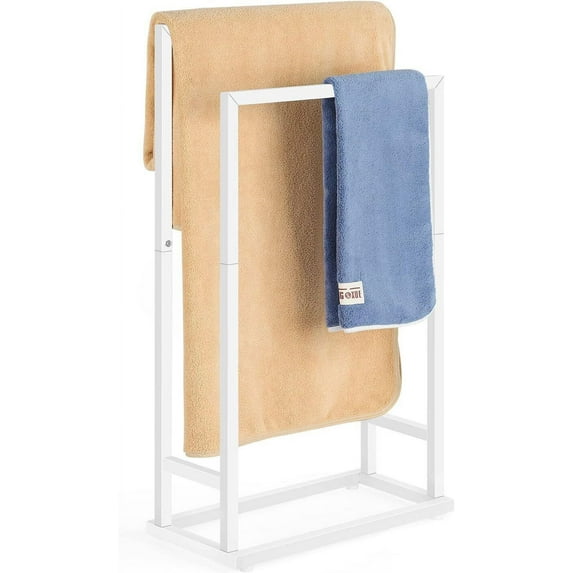 Metal 2-Tier Freestanding Towel Rack Holder for Bathroom Storage & Organization