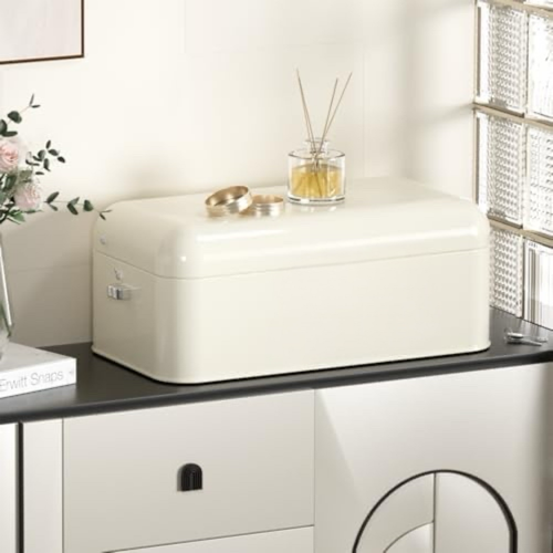 Metal 2-Tier Medicine Container Folding Waterproof Safe Boxes and Supply Storage Organizer Empty First Aid Kit for Home Portable Emergency Kit, Cream White$$Home Decor, Kitchen, & Other