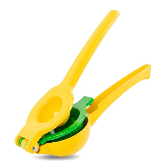 Metal 2-in-1 Lemon Squeezer, Sturdy Hand Juicer for Max Extraction, Easy Clean Manual Citrus Juicer Gets Every Last Drop - Yellow/Green