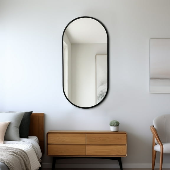 Metal, 20x40 Capsule Mirror, Black