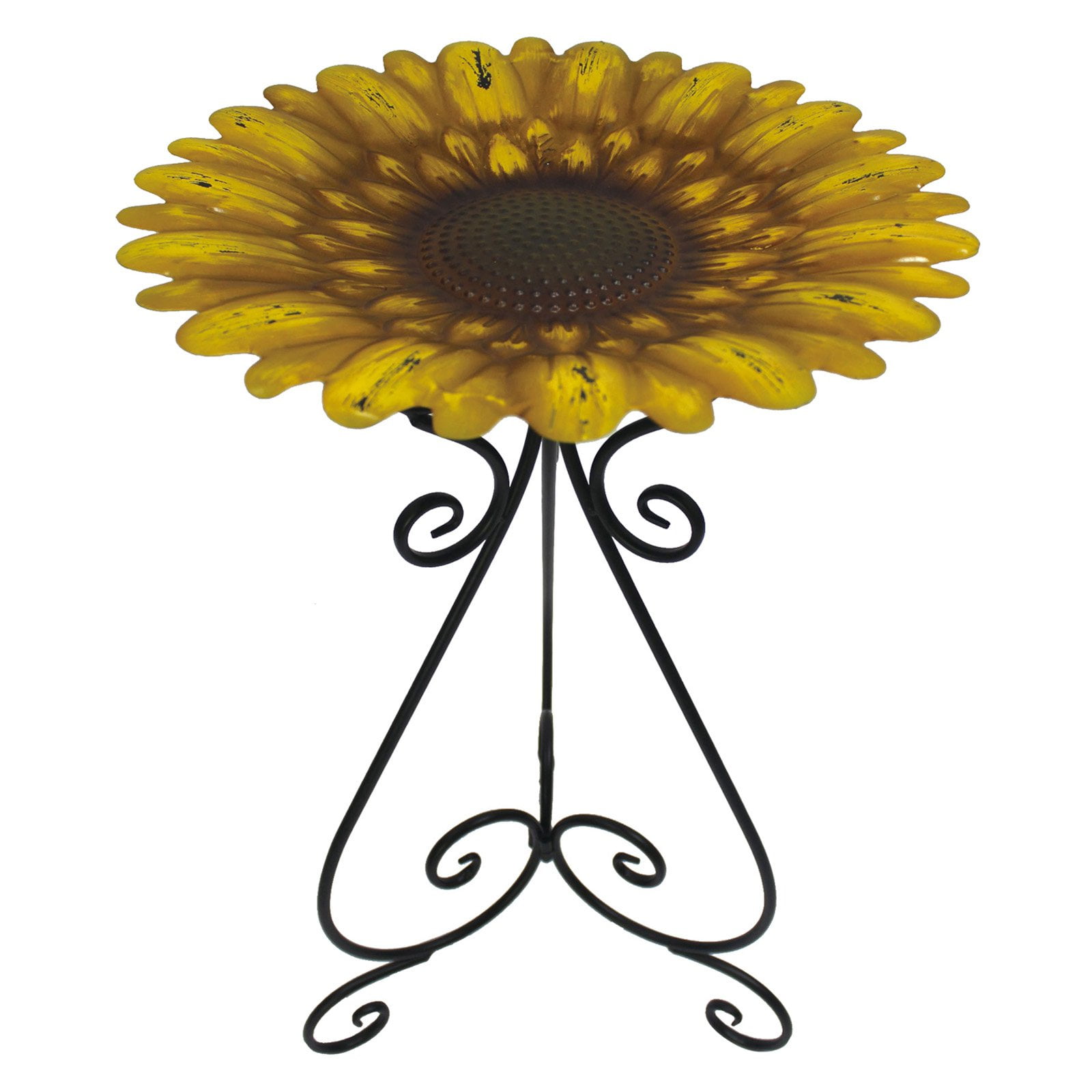 Metal 24 Inch Colorful Yellow Bird Bath