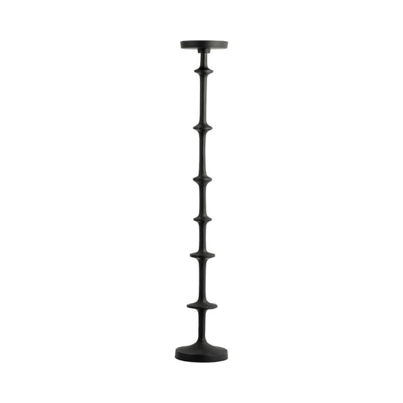 Black Metal & Wood Pillar Candle Holder - Tall Decorative Taper Stand for Home & Office - Sturdy Aluminum & MDF Design - 29-Inches