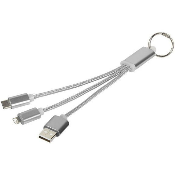 Metal 3 In 1 Charging Cable With Key Ring