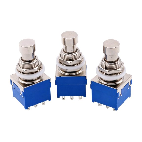 Metal 3PDT Guitar Pedal Footswitches 9 Pin Set for Pedal Enclosure Replacement, Direct Signal Rewiring, DIY Repair, and Custom Wiring Projects