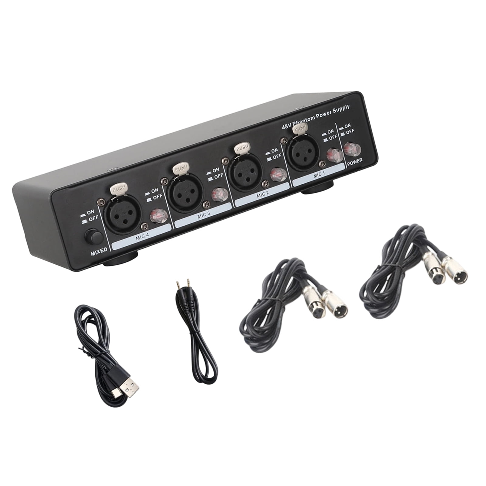 Usb Microphone Example Metal 4-Channel Microphone Power Supply with USB C 5 V Input, Balanced ...