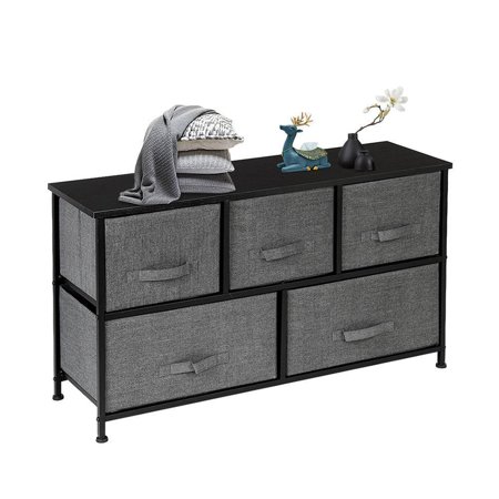 Metal 5 Drawer Dresser Organizer Storage Drawers Fabric Bins Storage Tower