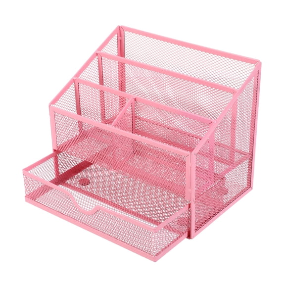 Metal 5-Section Desk Organiser with Sliding Drawer, File Tray & Pen Holder for Storage