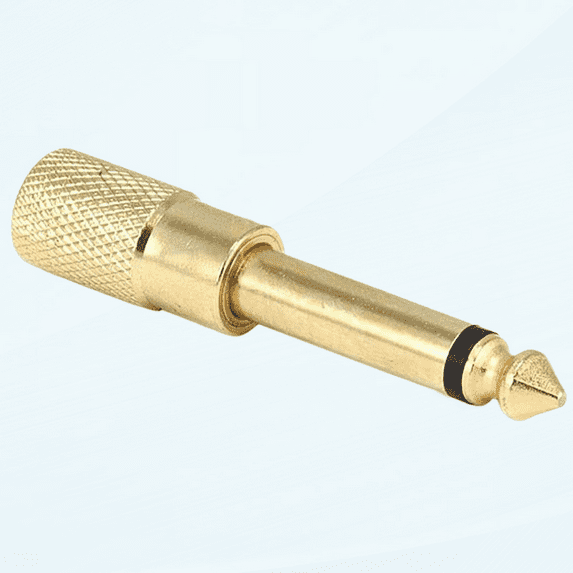 Metal 6.35mm (1/4 Inch) Mono Plug to 3.5mm Stereo Jack Adaptor - Gold Plated