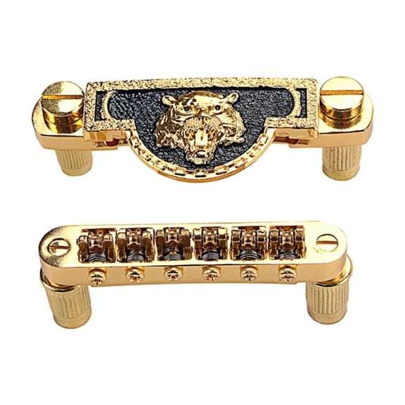 Metal 6 String Guitar Bridge Tigers Face Roller Saddles Bridge Tailpiece