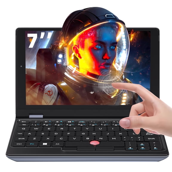 7-inch HD mini Touchscreen Laptop, Celeron J4105, 12GB RAM, 512GB SSD, Win 11 Pro, All-Metal Design – Portable Computer for Business & Students, WiFi, USB 3.0, Mini HDMI, TF Card