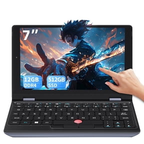 7-inch HD mini Touchscreen Laptop, Celeron J4105, 12GB RAM, 512GB SSD, Win 11 Pro, All-Metal Design – Portable Computer for Business & Students, WiFi, USB 3.0, Mini HDMI, TF Card