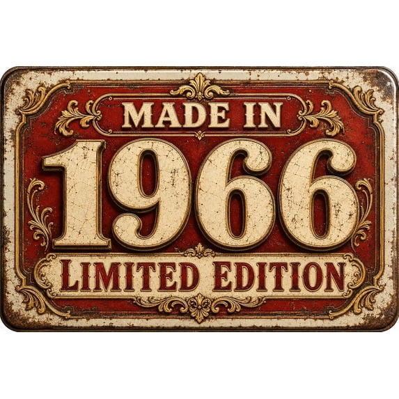 Metal 8x12 Inch Vintage 1966 Limited Edition Sign, Red and Teal Mid ...