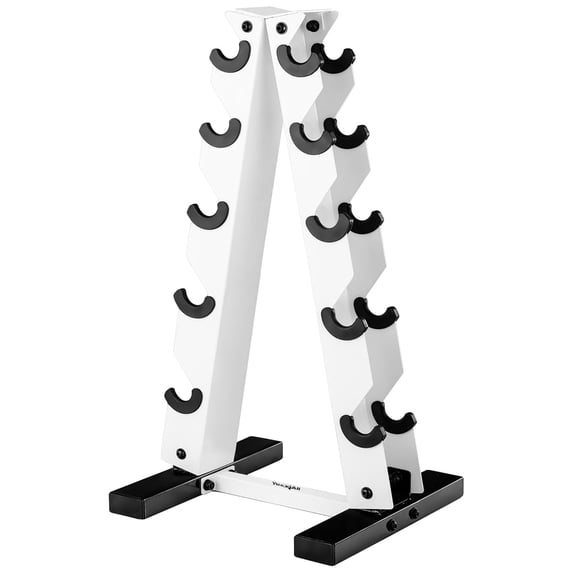 Metal A Frame Dumbbell Weight Rack 5 Tiers White