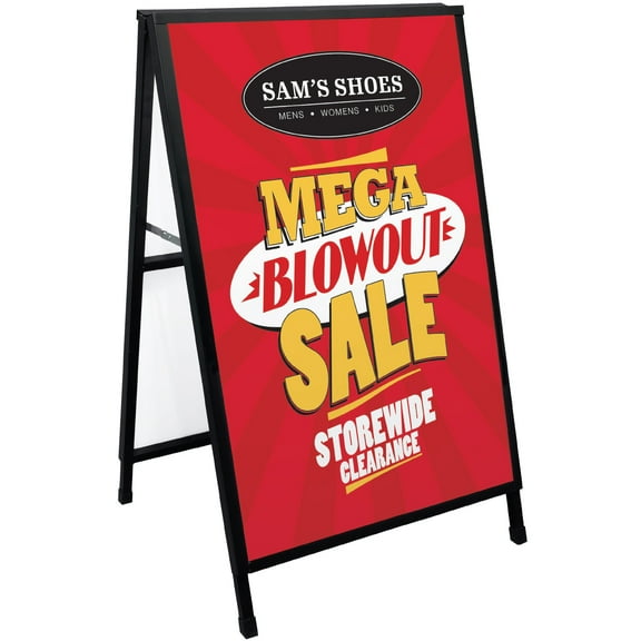 Metal A-Frame Sidewalk Sign, 24" x 36", Black