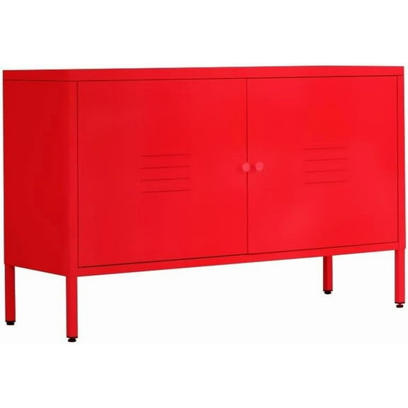 Metal Accent Storage Cabinet for Bed Room,Living Room,Home,Hotel,Office,Garage,2-Tier, Removable Shelf (2 Door Accent Cabinet, Red)