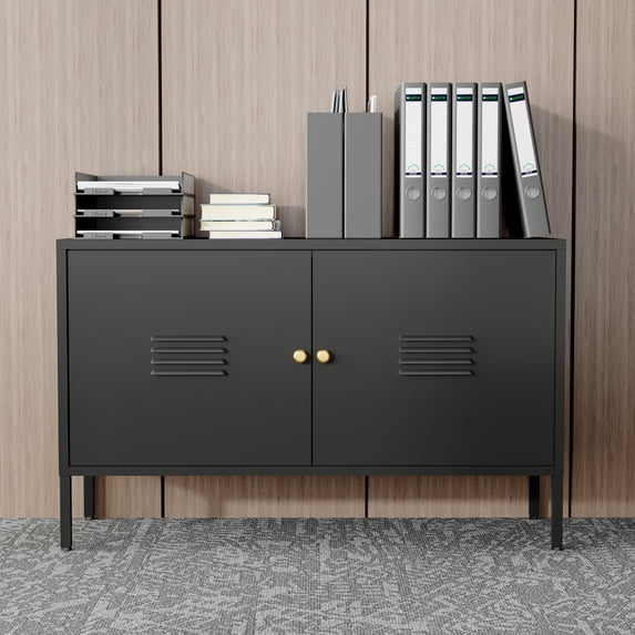 Metal Accent Storage Cabinet for Bed Room,Living Room,Home,Hotel,Office,Garage,2-Tier, Removable Shelf