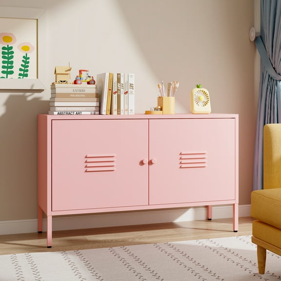 Metal Accent Storage Cabinet for Bed Room,Living Room,Home,Hotel,Office,Garage,2-Tier, Removable Shelf