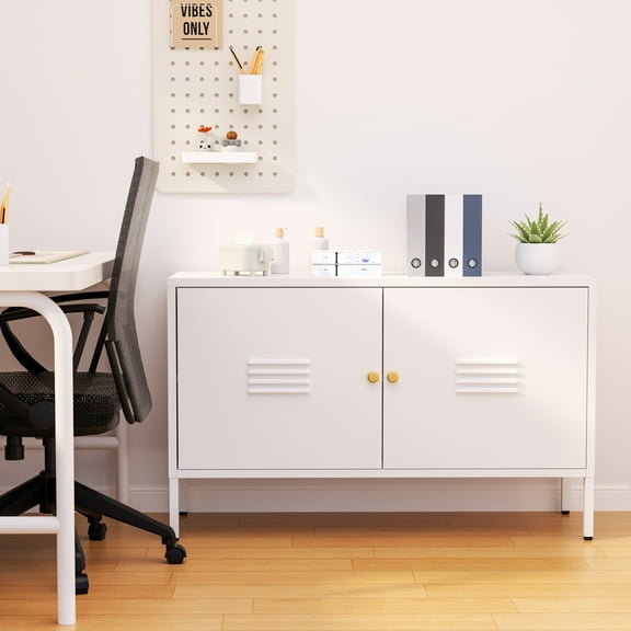 Metal Accent Storage Cabinet for Bed Room,Living Room,Home,Hotel,Office,Garage,2-Tier, Removable Shelf