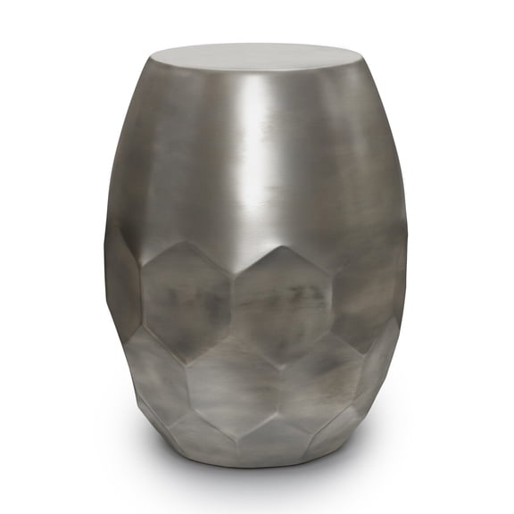 Metal Accent Table - 16" Drum Side Table - Silver Finish