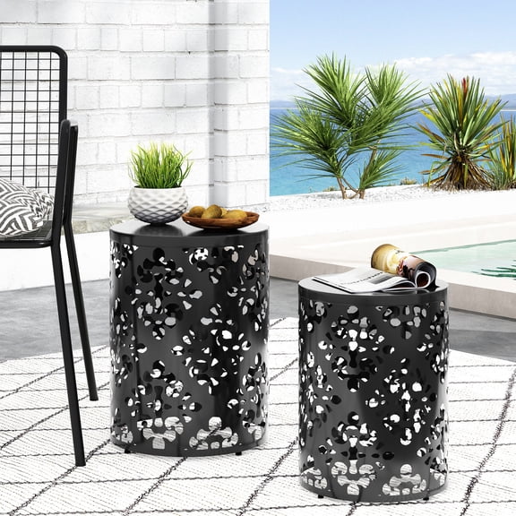 Metal Accent Table Set with Floral Iron Cut | Perfect for Updating Your Space | Enjoy the Convenience of No Assembly