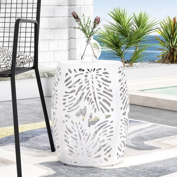 Metal Accent Table | Used for Decorating Seating in Modern Settings | Tropical Iron Cut Design | Ready to Use without Setup