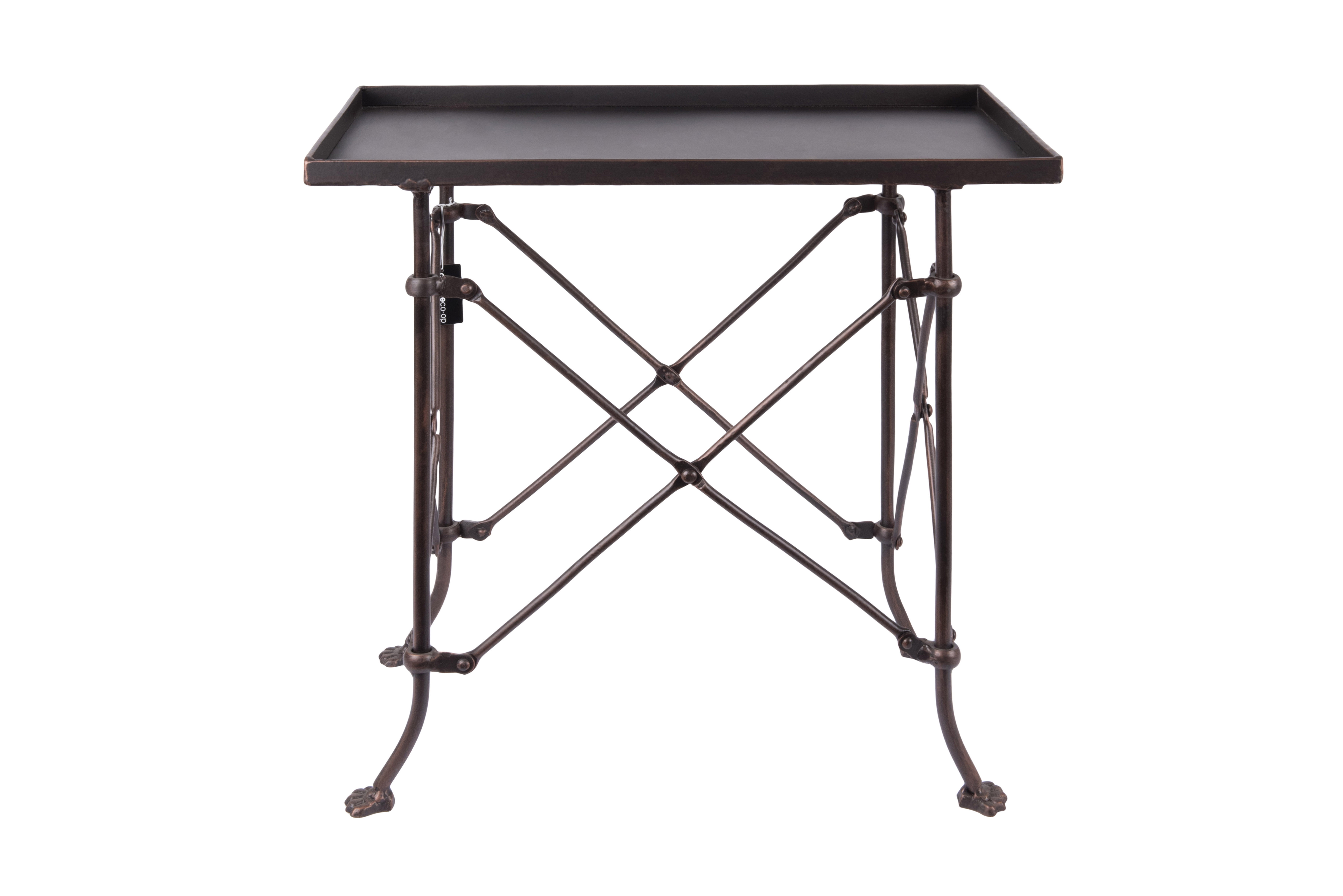 Rustic Bronze-Finish Metal Accent Table with Claw Feet