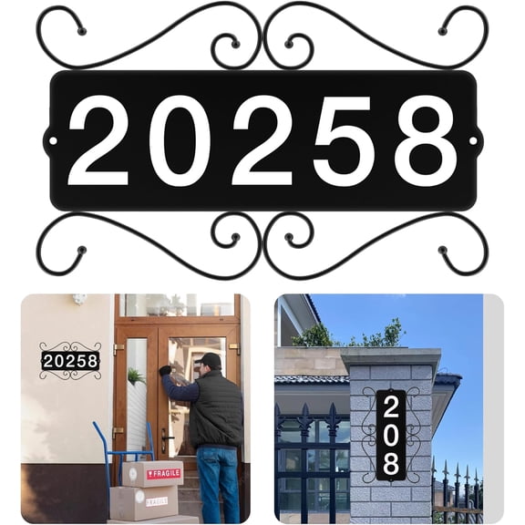 Metal Address Plaque,Double-Sided Street House Numbers for Outside | Suitable as a housewarming gift or decorative item, Horizontal & Vertical Mounted Sign Office Garden Yard Mailbox