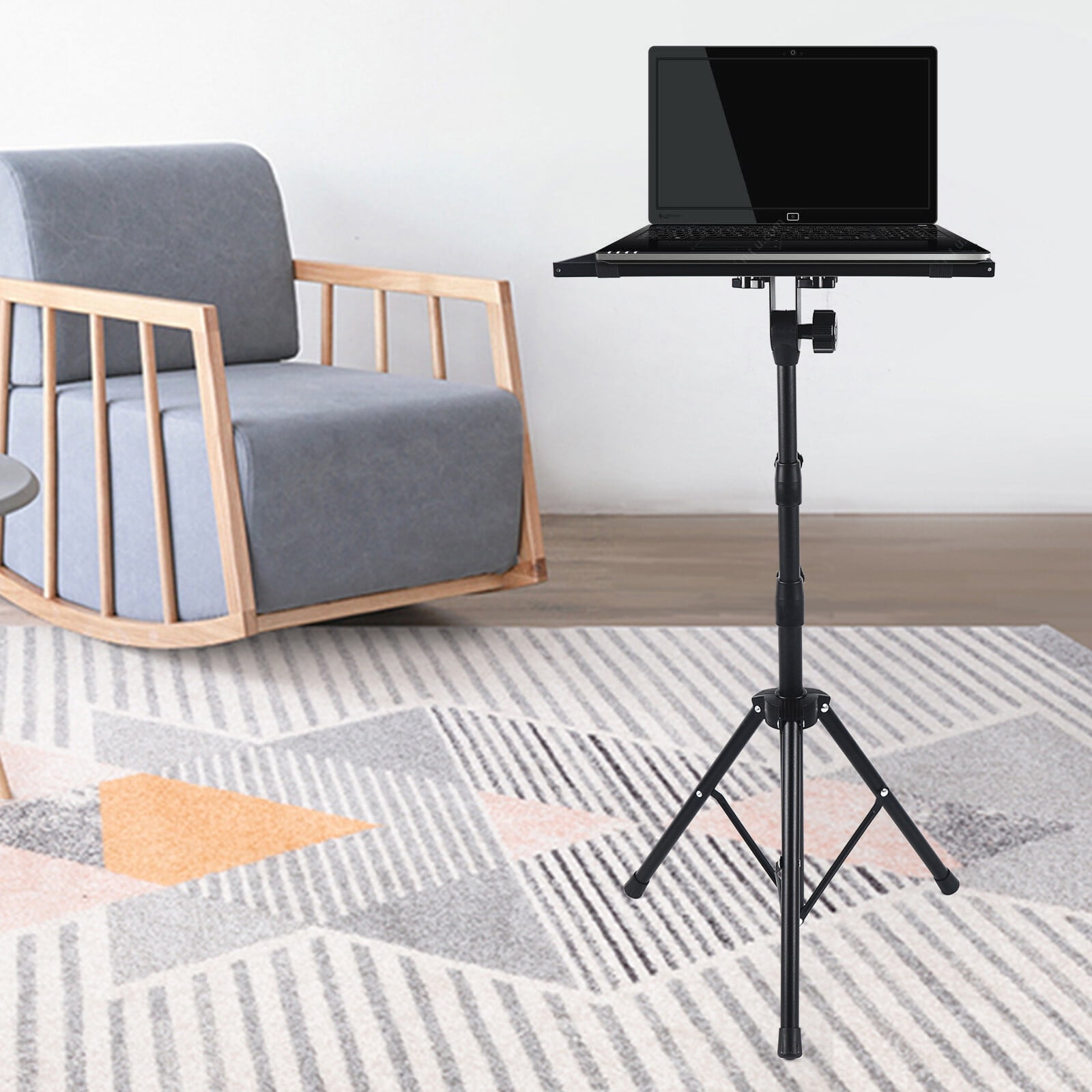 Metal Adjustable Tripod Stand With Tray Laptop Projector Outdoor Home Office For A Bedroom, Living Room, Study, Office