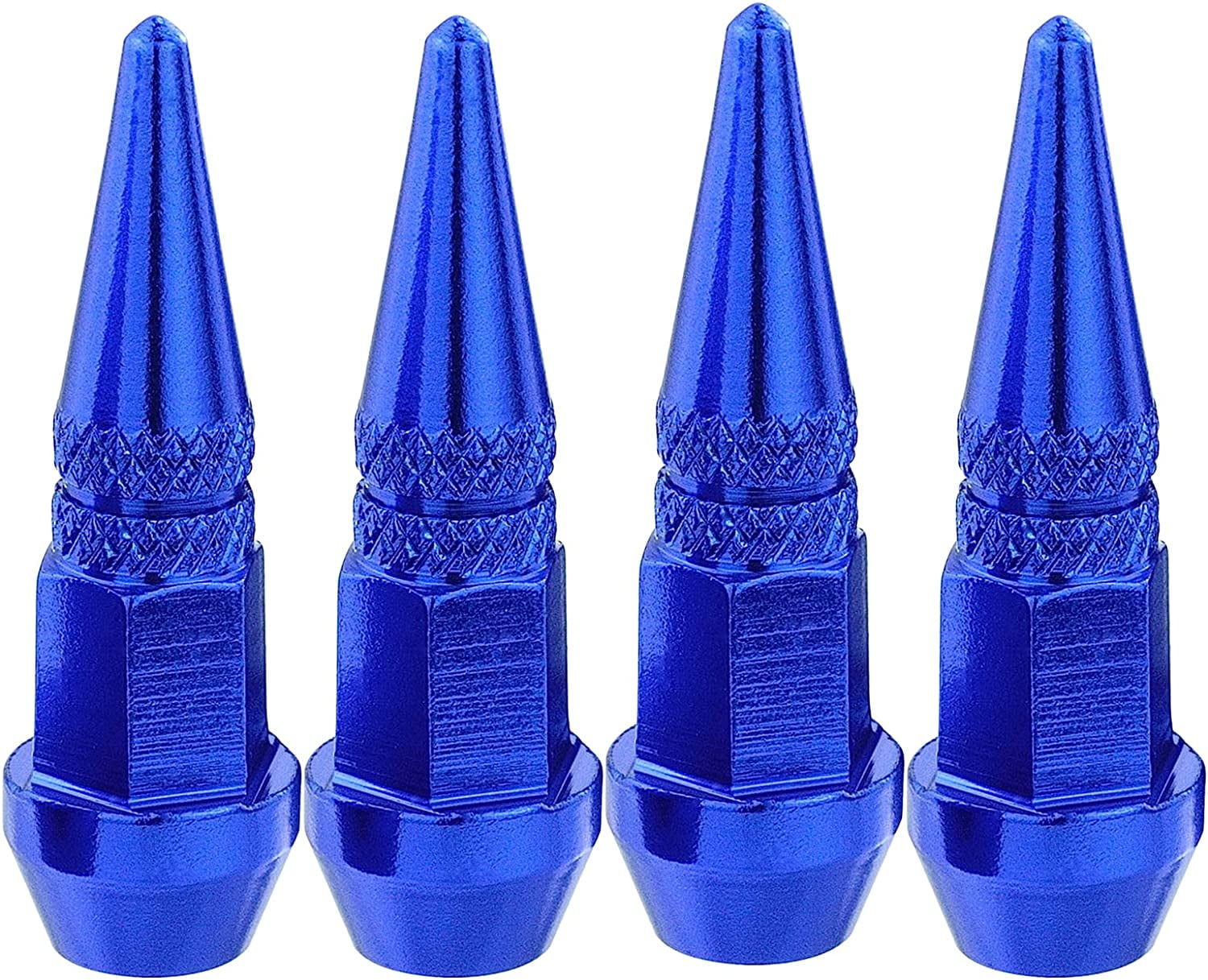 Metal Air Tire Valves Cover, Spike Valve Stem Caps Tire Pressure Covers Accessories Fit Most Car Motorcycle Bike (4PCS Blue)