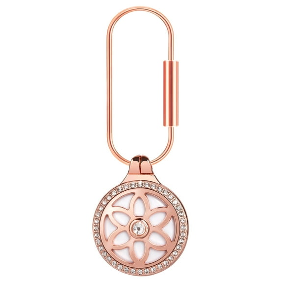 Metal AirTag Holder with Screw Lock, Rose Gold Airtag Keychain Inlaid Rhinestone, Fashion Diamonds Shine AirTag Holder Case.