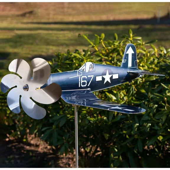 Metal Airplane Windmill Garden Decor, Qiopertar Under $5 Metal Airplane Windmill Airplane Wind Garden Decoration Airplane Wind Garden Plug-in