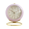 thumbnail image 1 of Metal Alarm Clock, Creative Silent Quartz Clock With Luminous Feature, Simple Design For Kids Students Bedroom Living Room - Pink, 1 of 5