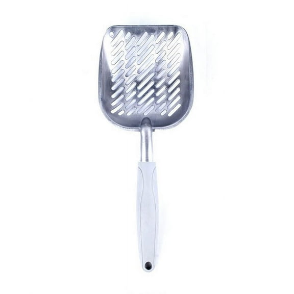 Metal Alloy Cat Litter Scoop Durable Waste Scraper with Ergonomic Handle(Gray)