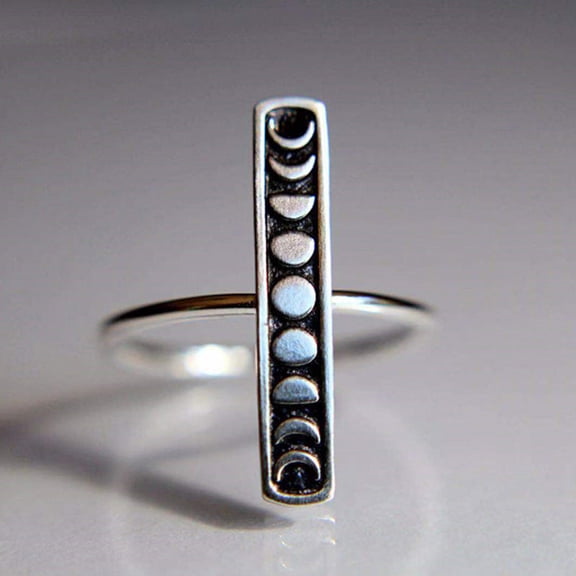 Womens Metal Alloy Ring Inlaid with Gemstones European American Fashion Lunar Eclipse Design Silver Ring Jewelry Gift for Her Number 6 7 8 9 and 10
