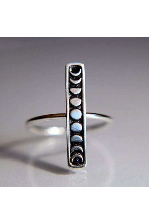 Womens Metal Alloy Ring Inlaid with Gemstones European American Fashion Lunar Eclipse Design Silver Ring Jewelry Gift for Her Number 6 7 8 9 and 10