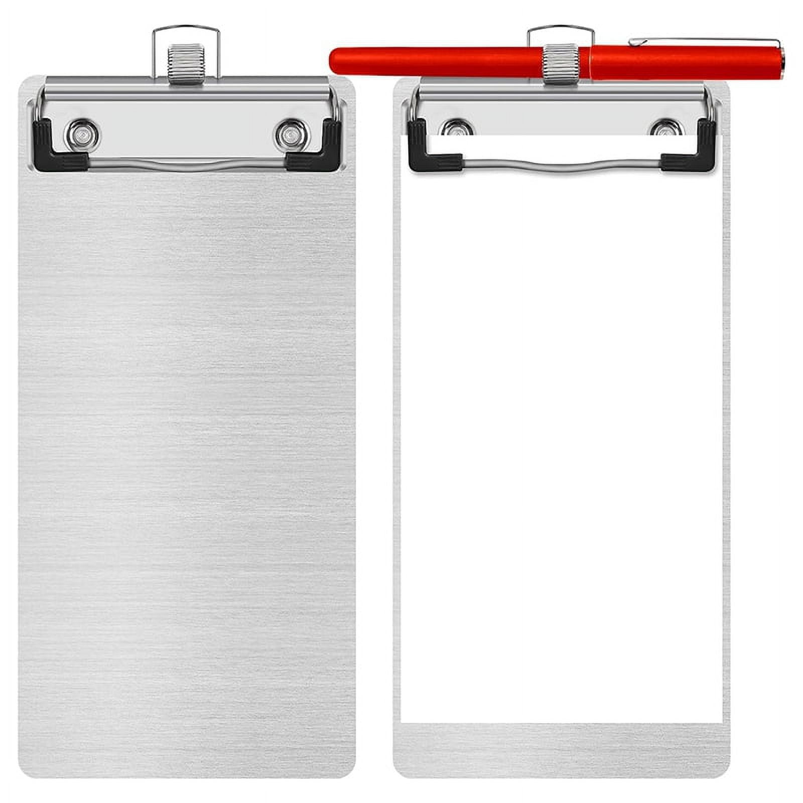 Metal Aluminum Clipboard with Pen Holder 4.1 x 8.4 Inch Mini Aluminum