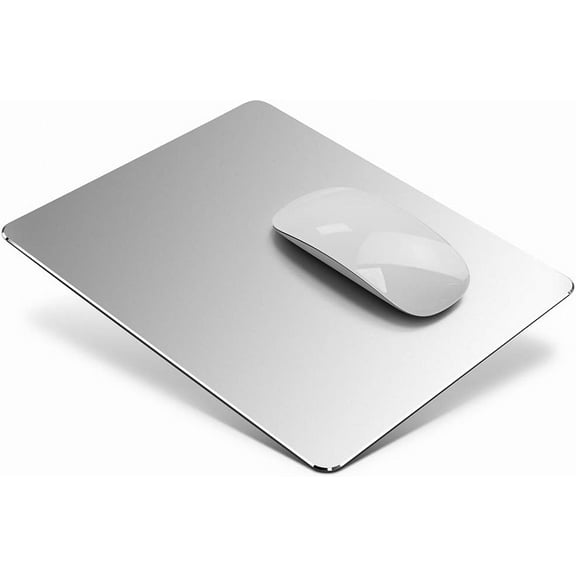 Metal Aluminum Mouse Pad, Office And Gaming Thin Hard Mouse Mat Double Sided Waterproof Fast And Accurate Control Mousepad For Laptop, Computer And Pc,9.05"X7.08", Silver-9.45 X 7.87 inch
