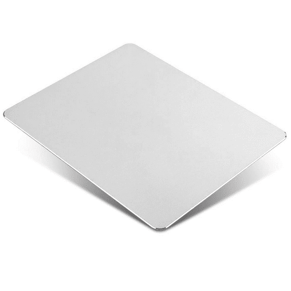 Metal Aluminum Mouse Pad, Office Thin Hard Mouse Mat Leather Surface Double Side Precision Silver and Black Mouse Pads for Fast and Accurate Control,Silver