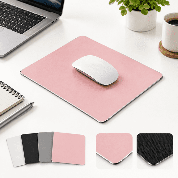 Metal Aluminum Mouse Pad Pink Office And Gaming Thin Hard Mat Double Sided Waterproof Fast Accurate Control Mousepad For Laptoppu