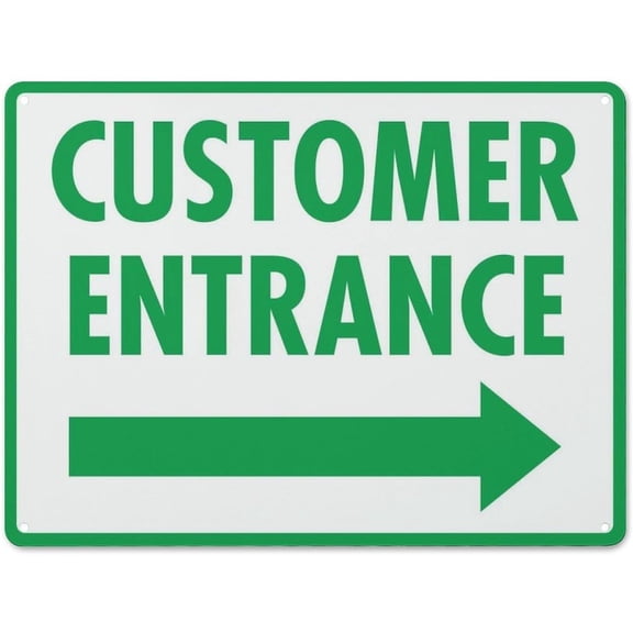 Metal Aluminum Sign Customer Entrance Right Arrow For House Door Office Business Yard Metal Aluminum Rust Free Sign - 12" X 16" Pre-Drilled Holes Weather Resistant