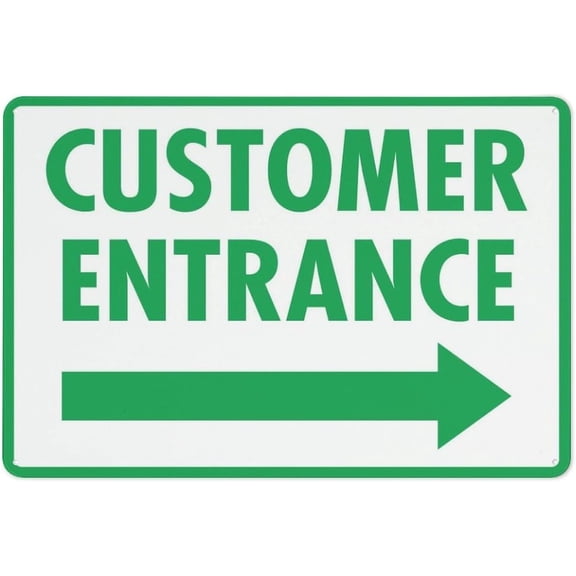 Metal Aluminum Sign Customer Entrance Right Arrow For House Door Office Business Yard Metal Aluminum Rust Free Sign - 12" X 8" Pre-Drilled Holes Weather Resistant