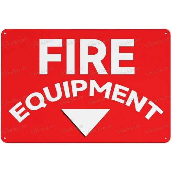 Metal Aluminum Sign Fire Equipment Metal Sign With Symbol Aluminum Uv Printed 4 Pre-Drilled Holes For Car Business Home Office Indoor Or Outdoor Use 8" X 12"
