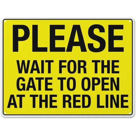 Metal Aluminum Sign Please Wait For The Gate To Open 8"x12", Wall Art Decor Public Vintage Retro Aluminum Metal Sign Plaque, Indoor Outdoor Use for Home Business Fence Gate