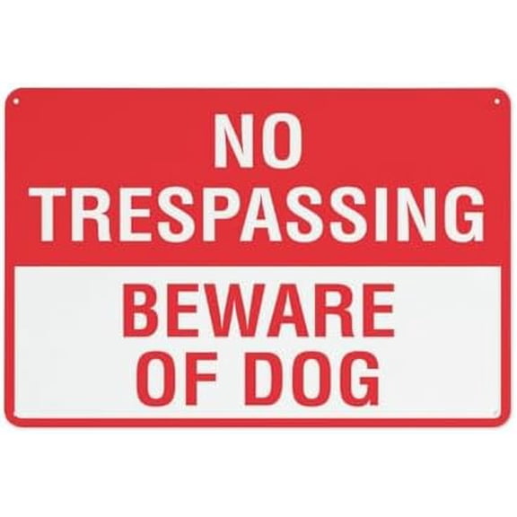 Metal Aluminum Sign No Trespassing Beware Of Dog 12\u201dX8\u201d Metal Signs Aluminum Sign Pre-Drilled Holes For Easy Mounting Indoor Or Outdoor Use For Fence Door Or Gate