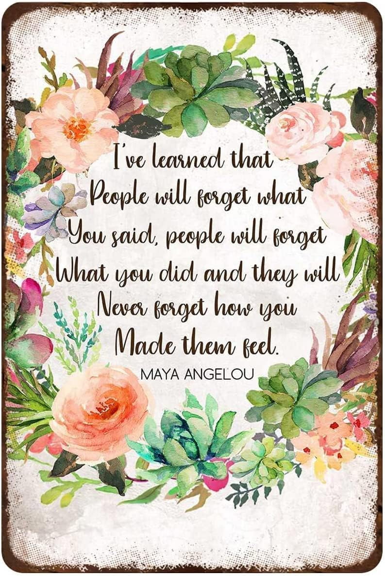 Maya Angelou Quote Wood Box Sign - 6x6 Inch Desk Decor For Home Office Inspiration