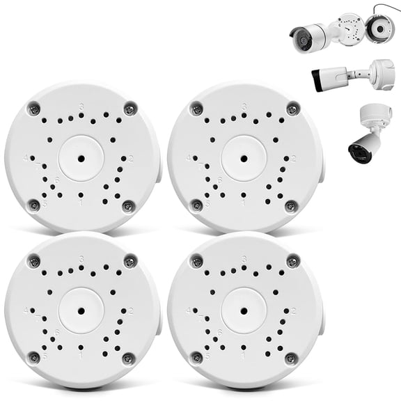 Metal Aluminum & Waterproof Junction Box Mount Bracket, Universal for Bullet Security Camera, Aluminum Waterproof Hide Cable Junction Box Compatible with Solar Panel, Fits Wall Ceiling (4pcs)